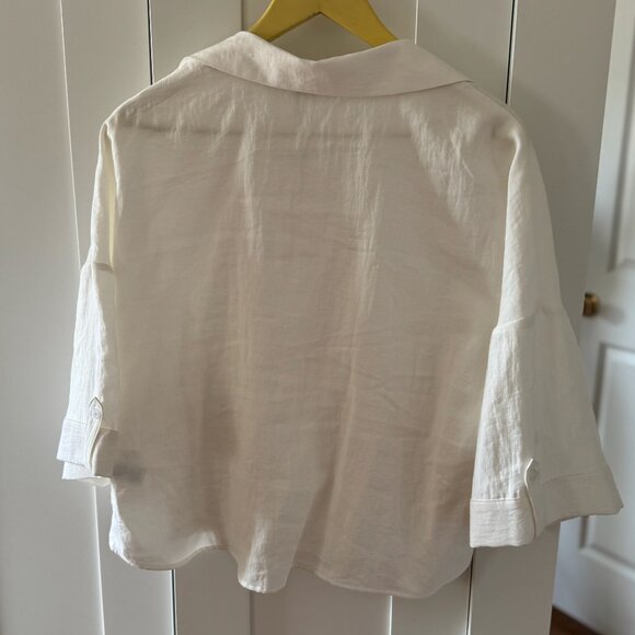 NWT ZARA Lightweight Flowy White Blouse - Picture 5 of 5